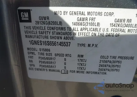 2005 Chevrolet Trailblazer Ext Ls z USA, uszkodzony, nr VIN 1GNES16S656145537